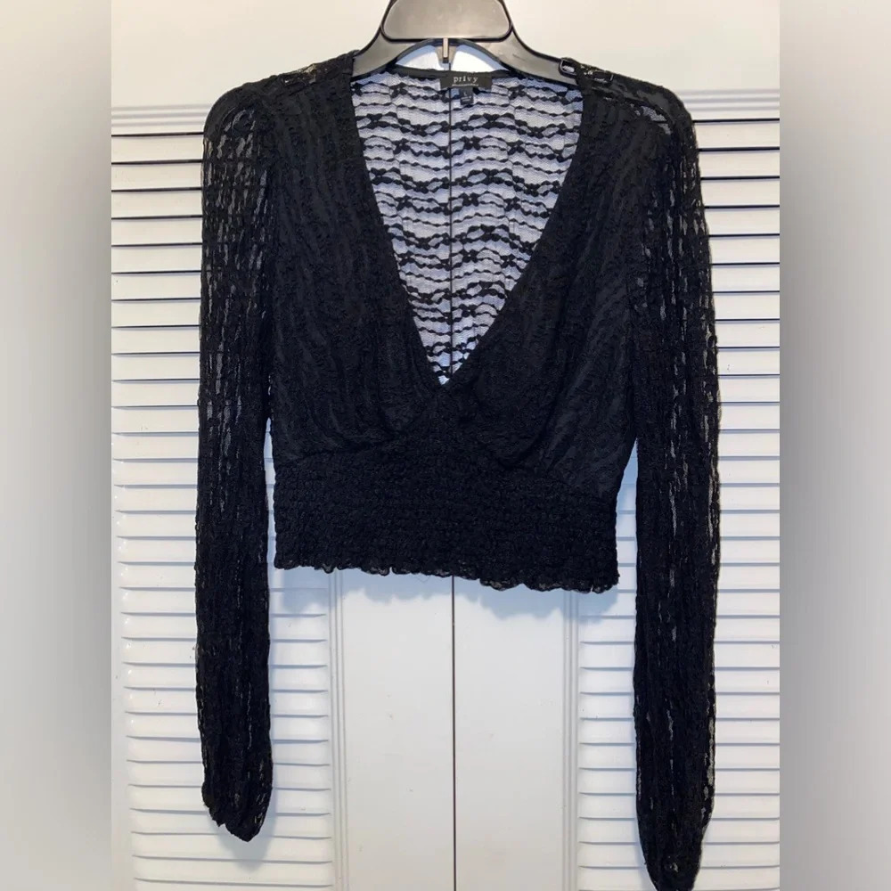 Privy Black Lace crop top